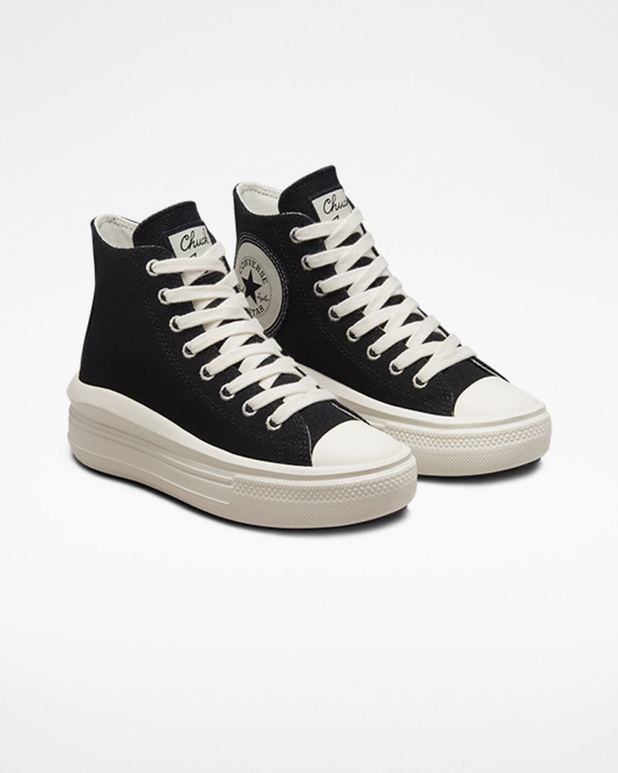 Pantofi Platforma Dama Converse Chuck Taylor All Star Move Oversized Patch Inalti Negrii Bej Albi | RO KYOWV742